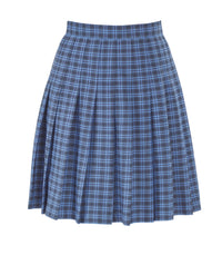 SSK308 Senior Girls Stitch Down Knife Pleat Skirt - Blue/Grey Tartan
