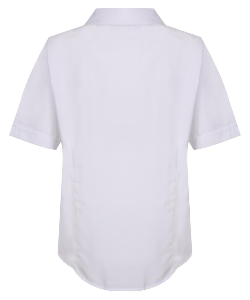 TPB422 Girls Short Sleeve Revere Collar Non-Iron Blouse - White - Twin Pack