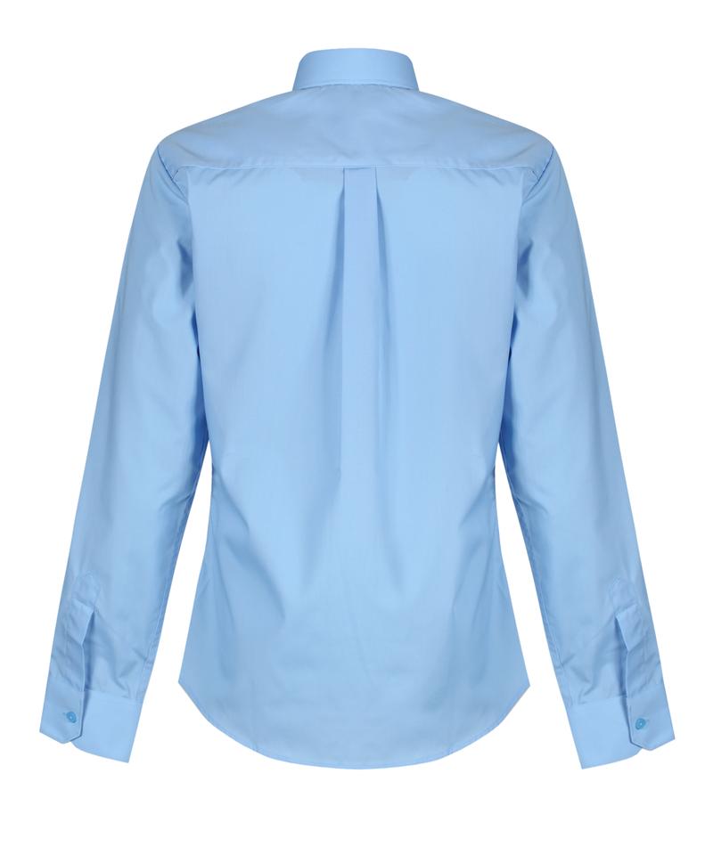 TPB424 Girls Long Sleeve Non-Iron Blouse - Slim Fit - Blue - Twin Pack