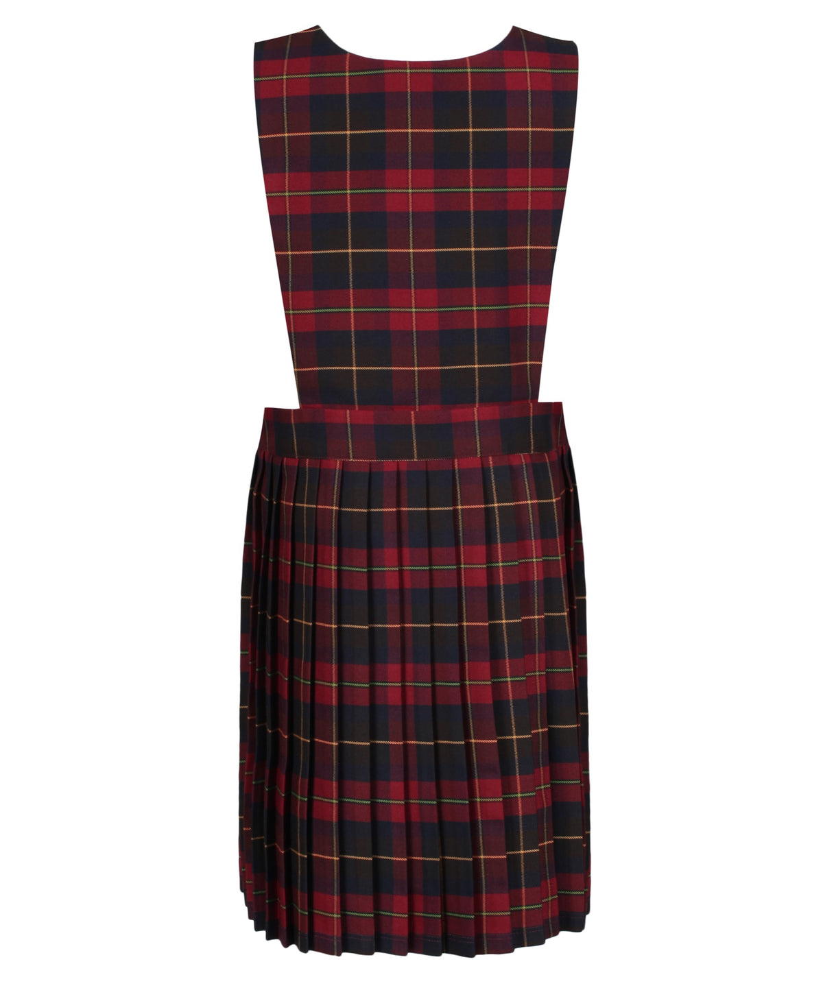 PIN112 Junior Girls Bib Pinafore - Maroon Tartan