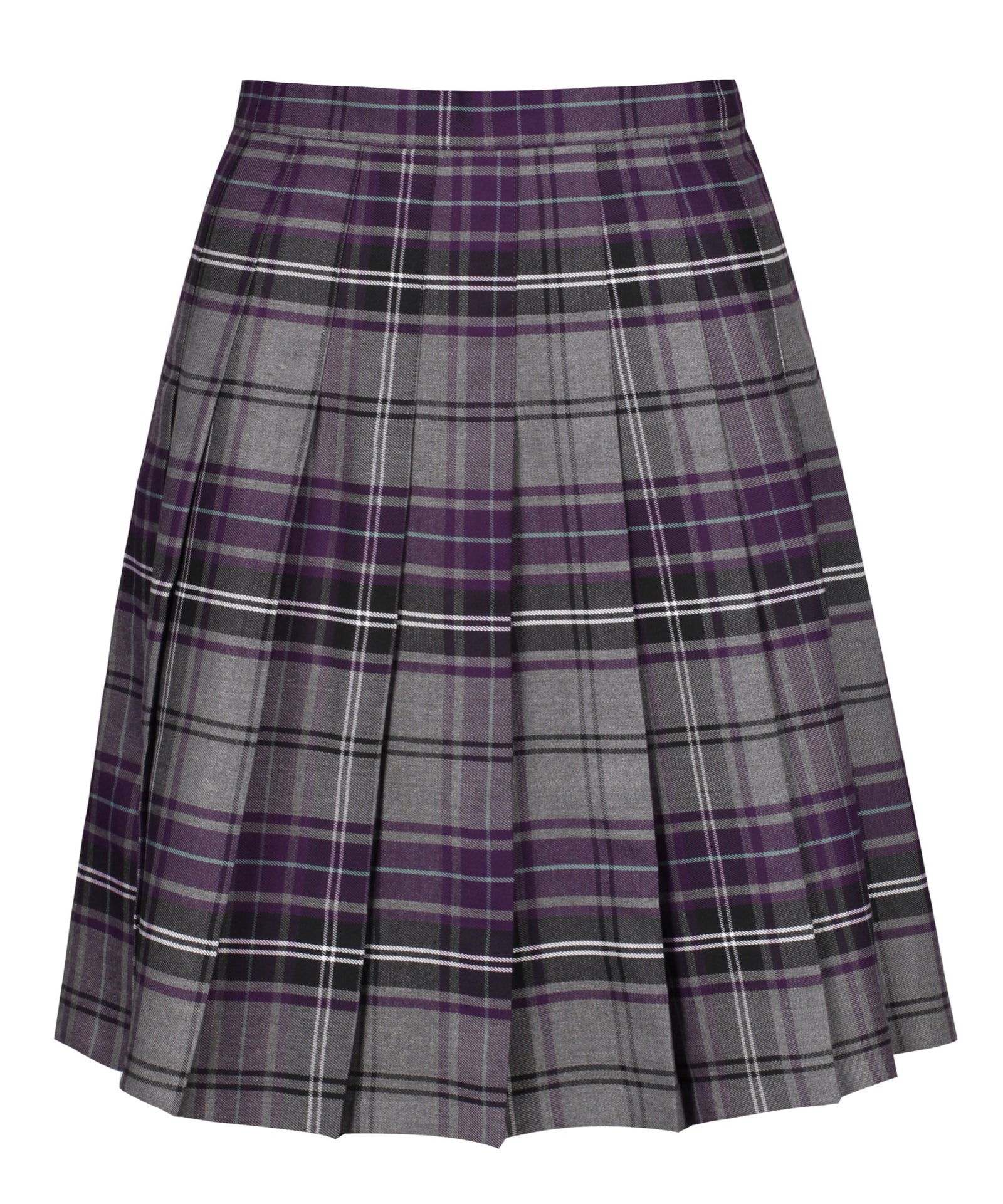 SSK308 Senior Girls Stitch Down Knife Pleat Skirt Grey Tartan