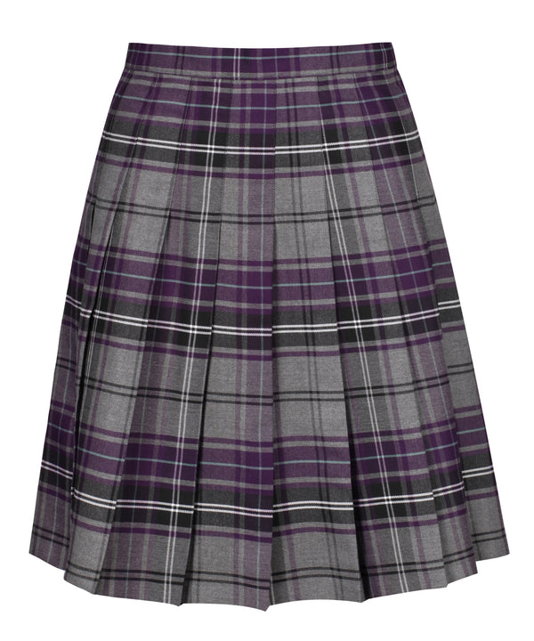 SSK308 Senior Girls Stitch Down Knife Pleat Skirt - Grey Tartan