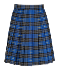 SSK308 Senior Girls Stitch Down Knife Pleat Skirt - Blue Tartan