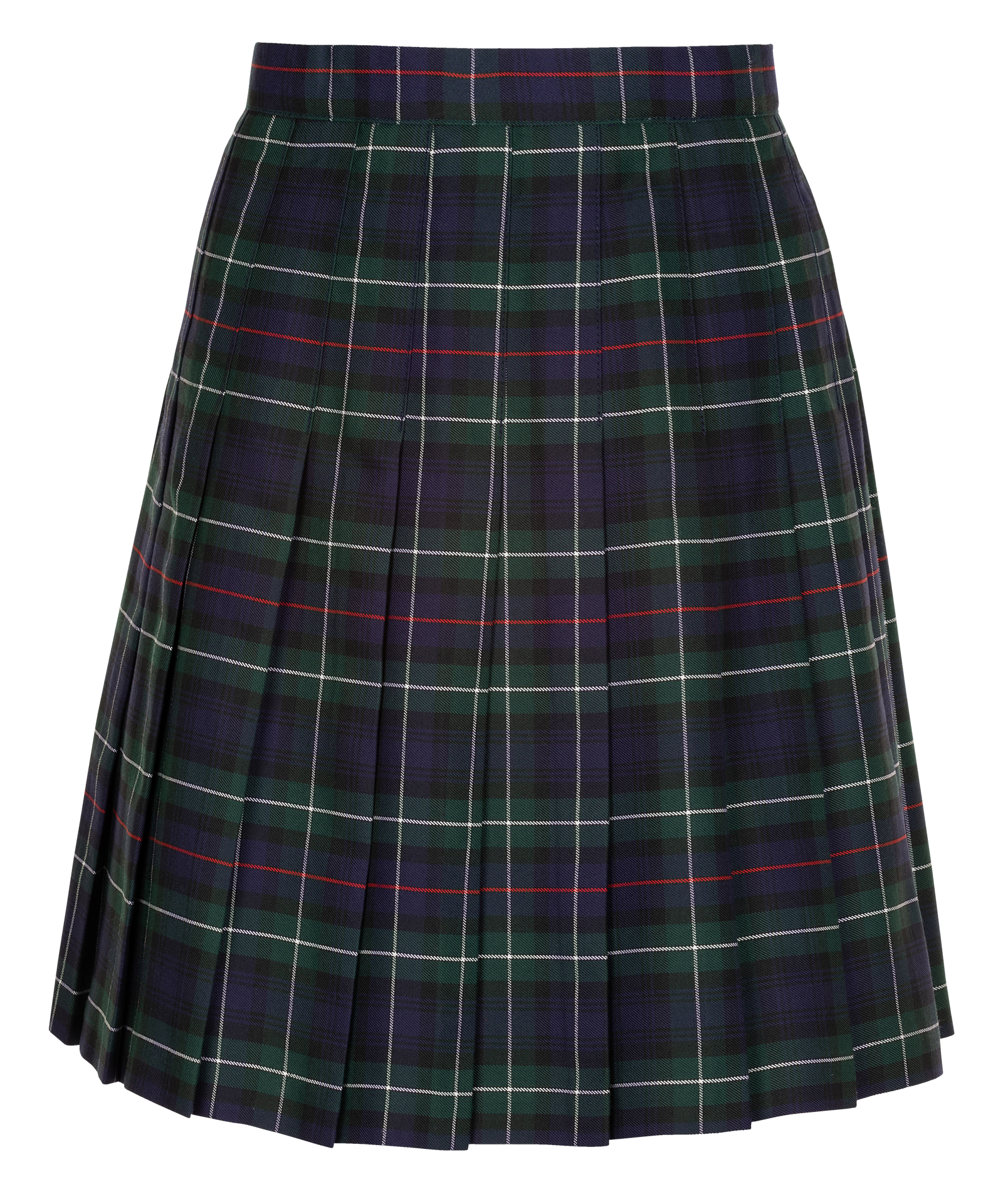 SSK308 Senior Girls Stitch Down Knife Pleat Skirt Green Tartan