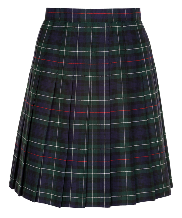 SSK308 Senior Girls Stitch Down Knife Pleat Skirt - Green Tartan