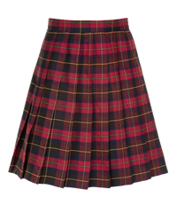 SSK308 Senior Girls Stitch Down Knife Pleat Skirt - Maroon Tartan