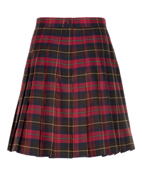 SSK308 Senior Girls Stitch Down Knife Pleat Skirt - Maroon Tartan