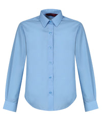 TPB420 Girls Long Sleeve Non-Iron Blouse - Blue - Twin Pack