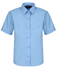 TPB421 Girls Short Sleeve Non-Iron Blouse - Blue - Twin Pack