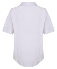 TPB422 Girls Short Sleeve Revere Collar Non-Iron Blouse - White - Twin Pack