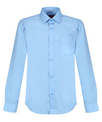 TPS212 Boys Long Sleeve Non-Iron Shirt - Slim Fit - Blue - Twin Pack