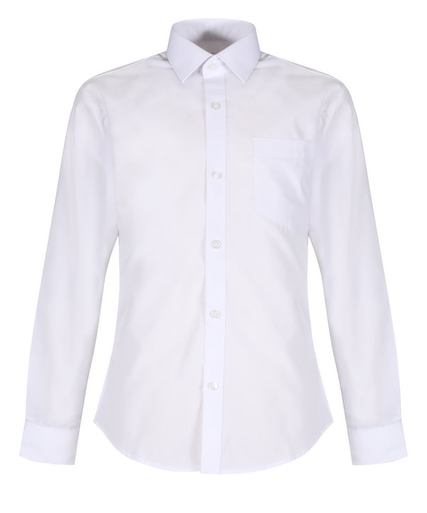 TPS212 Boys Long Sleeve Non-Iron Shirt - Slim Fit - White - Twin Pack