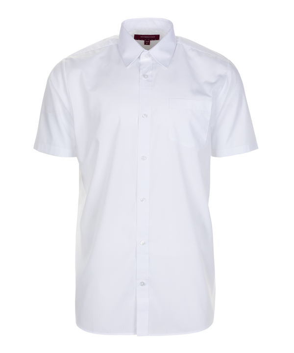 TPS211 Boys Short Sleeve Non-Iron Shirt - Regular Fit - White - Twin Pack